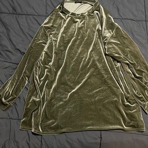 Green velvet T-shirt dress